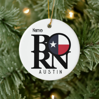GEBOREN Austin Texas Keramik Ornament