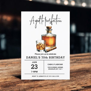Geboren bis Perfection Whisky Zigarre 70. Geburtst Einladung