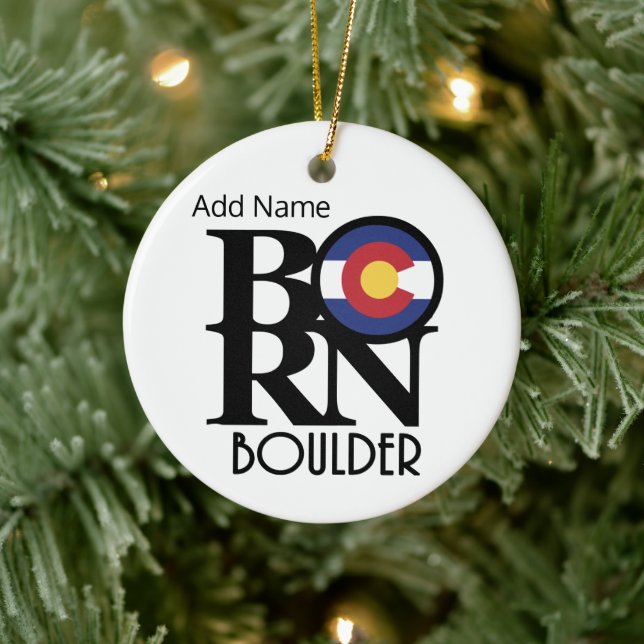 GEBOREN Boulder Colorado Zomizierbar Keramik Ornament (Baum)