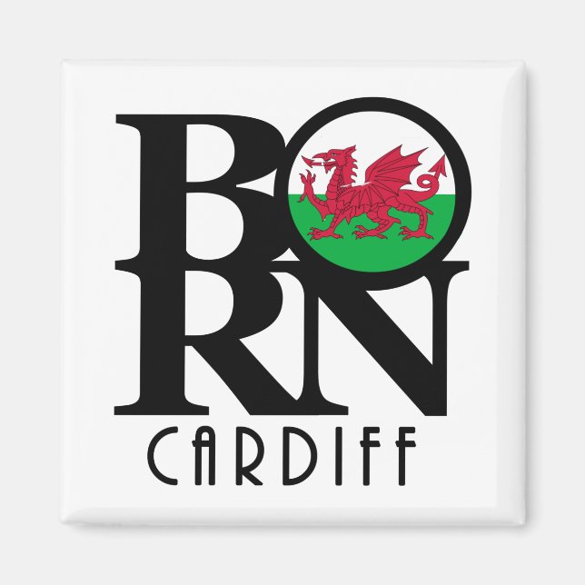 GEBOREN Cardiff Wales Magnet (Vorne)