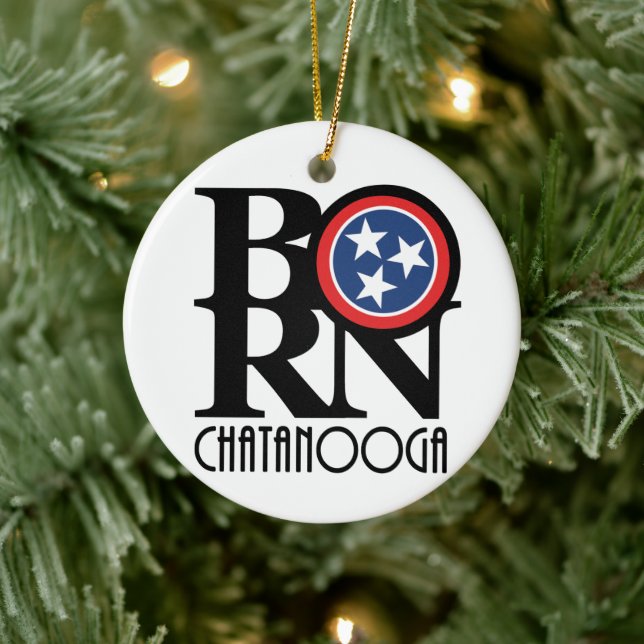 GEBOREN Chattanooga Tennessee Keramik Ornament (Baum)