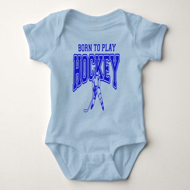 Geboren, das Hockey zu spielen (blau) Baby Strampler (Vorderseite)