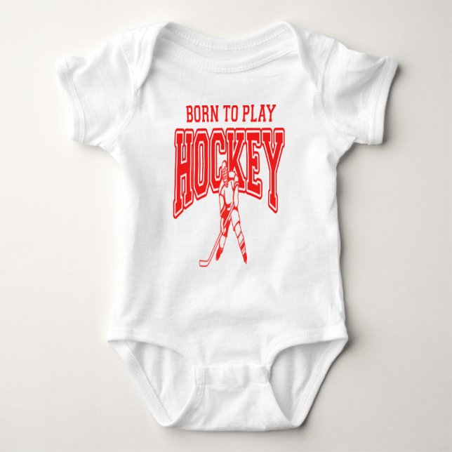 Geboren, das Hockey zu spielen (rot) Baby Strampler (Vorderseite)