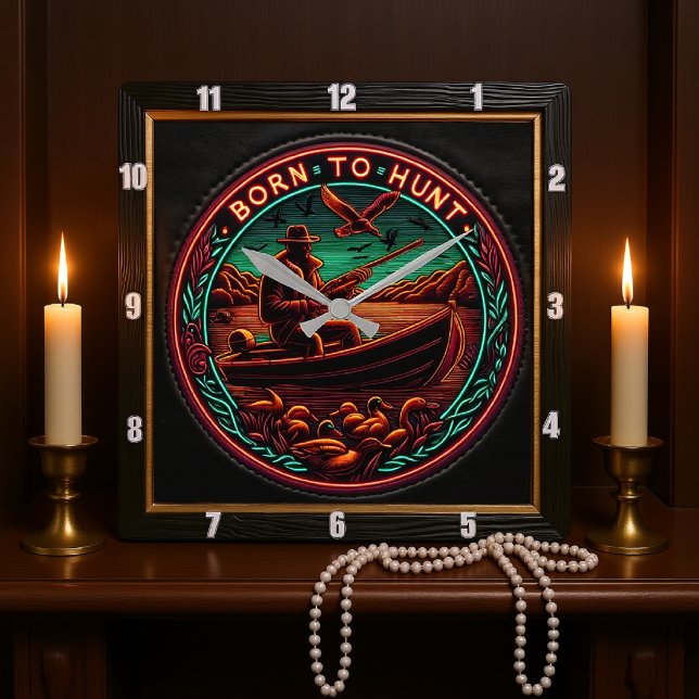 Geboren, den Anruf des Jägers zu verfolgen Quadratische Wanduhr (Von Creator hochgeladen)