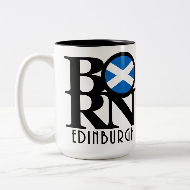 GEBOREN Edinburgh Schottland 15oz Zweifarbige Tasse (Links)
