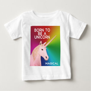 Geboren, ein Einhorn Statue Kopf Magischer Regenbo Baby T-shirt