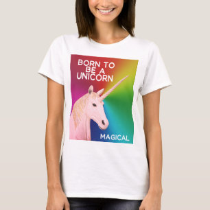 Geboren, ein Einhorn Statue Kopf Magischer Regenbo T-Shirt
