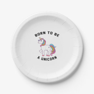 Geboren, ein Einhorn-T - Shirt zu sein_ Vintag Nie Pappteller