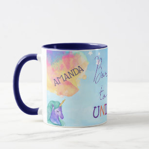 GEBOREN, EIN UNICORN Blue Orange Abstrakt Unicorn  Tasse