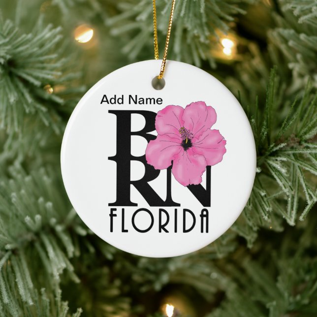 GEBOREN Florida Rosa Hibiskus Custom Ornament (Baum)