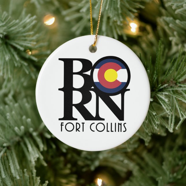 GEBOREN Fort Collins Colorado Keramik Ornament (Baum)