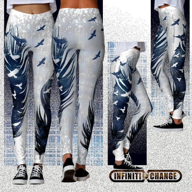 GEBOREN, FREI ZU SEIN | Grunge Denim Textured Eagl Leggings (Von Creator hochgeladen)
