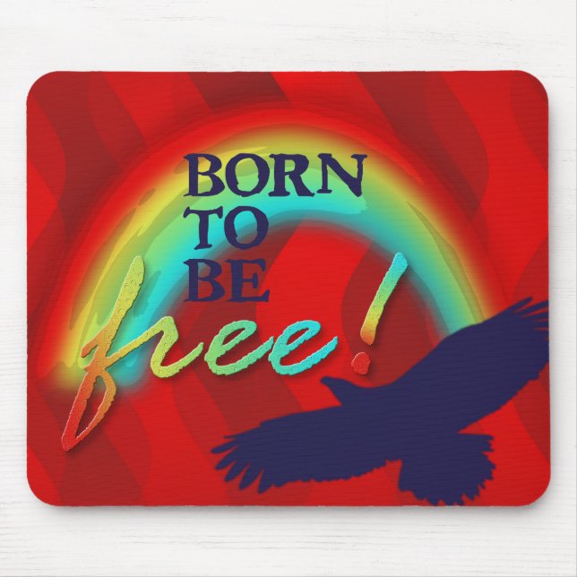 Geboren, FREI zu sein | Rote Wellen Mousepad (Vorne)