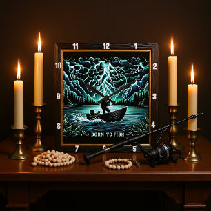 Geboren für das Blitzlicht von Fischen Quadratische Wanduhr