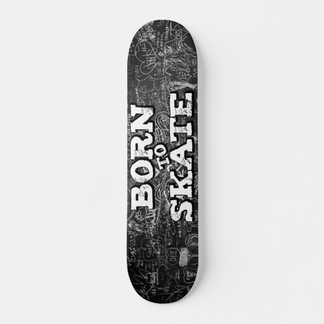 Geboren für den Skate Schwarz-Pappe-Text Skateboard (Vorne)