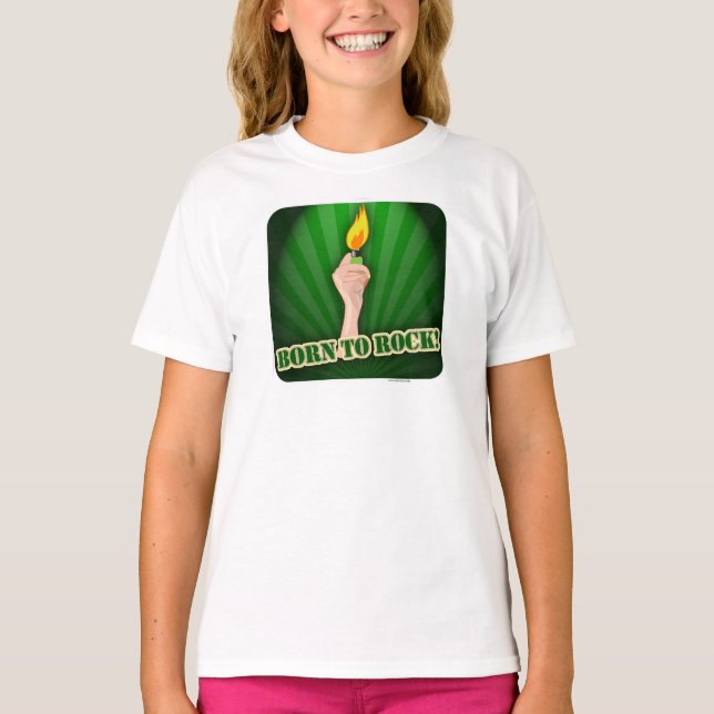 Geboren für rockbeleuchtete Design-Cartoon T-Shirt (Vorderseite)