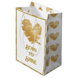 Geboren für Shine White und Gold Mittlere Geschenk Geschenktüte