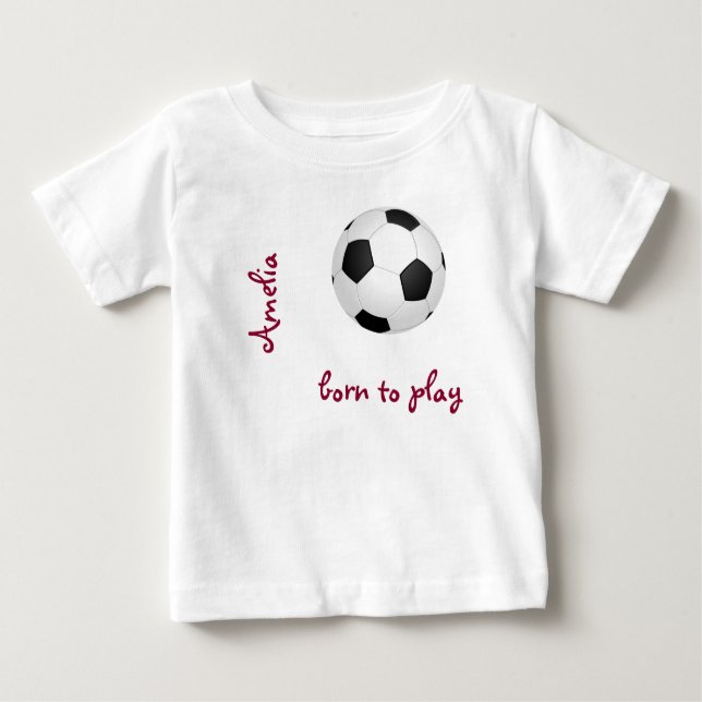 Geboren Fußball spielen Persönliche Bezeichnung Ni Baby T-shirt (Vorderseite)