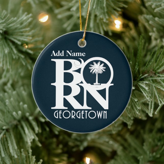 GEBOREN Georgetown SC Individualisierbare Einricht Keramik Ornament (Baum)