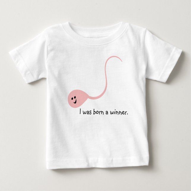 Geboren Gewinner Pink Funny Baby T - Shirt (Vorderseite)