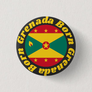 Geboren Grenada   Farbiger grenadischer Flag Gelbe Button