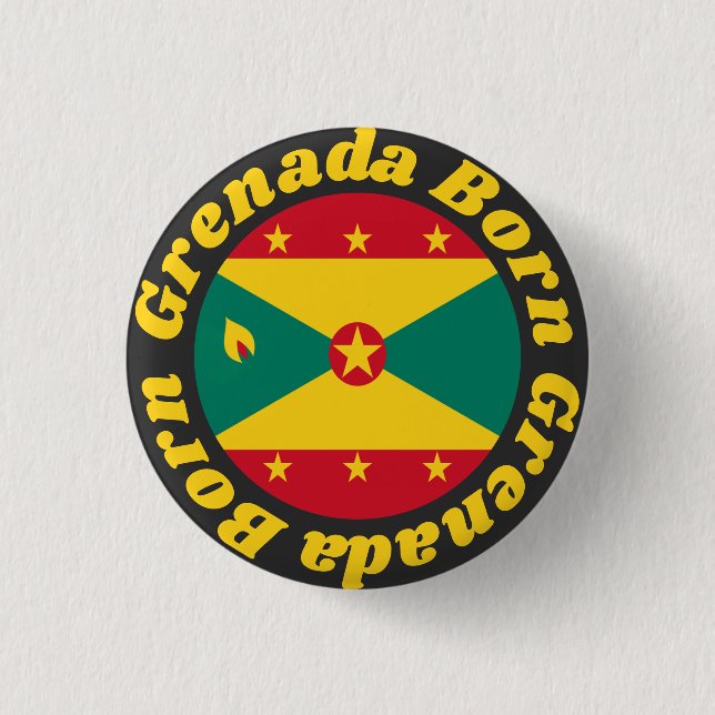 Geboren Grenada | Farbiger grenadischer Flag Gelbe Button (Vorderseite)
