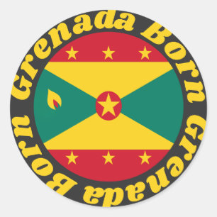 Geboren Grenada Niedliche grenadische Flagge und Runder Aufkleber