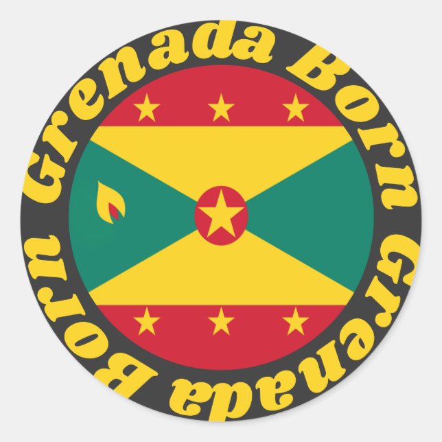 Geboren Grenada | Niedliche grenadische Flagge und Runder Aufkleber (Vorderseite)