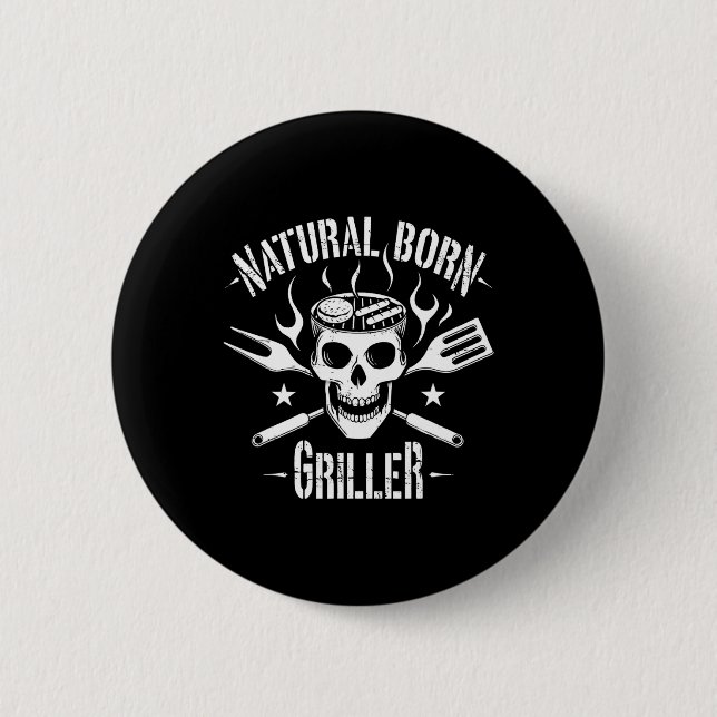 Geboren Griller Funny Grillen Joke For Grill Liebe Button (Vorderseite)