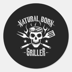 Geboren Griller Funny Grillen Joke For Grill Liebe Runder Aufkleber