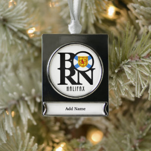 GEBOREN Halifax Nova Scotia Banner-Ornament Silber