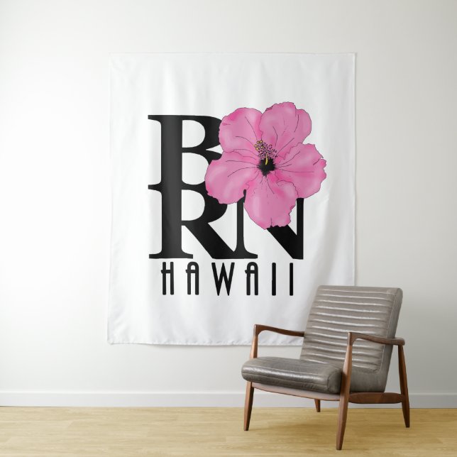 GEBOREN Hawaii Pink Wandteppich (Beispiel)