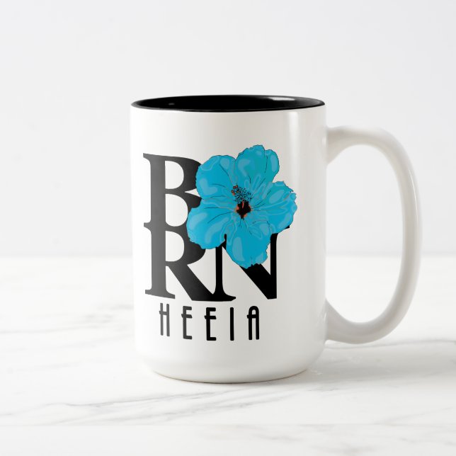 GEBOREN Heeia Blue Hibiskus 15oz Zweifarbige Tasse (Rechts)