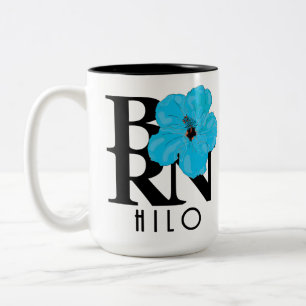 GEBOREN Hilo Hawaii Blue Hibiskus 15oz Zweifarbige Tasse