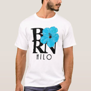 GEBOREN Hilo Hawaii Blue Hibiskus T-Shirt