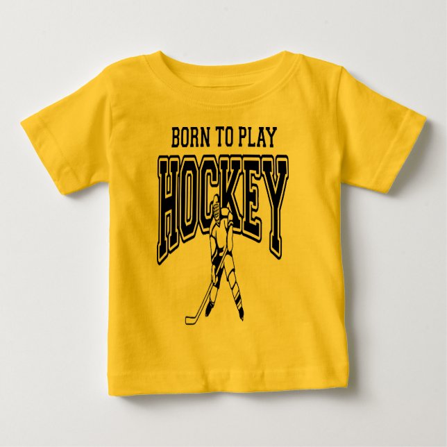 Geboren, Hockey (Schwarzes) zu spielen Baby T-shirt (Vorderseite)