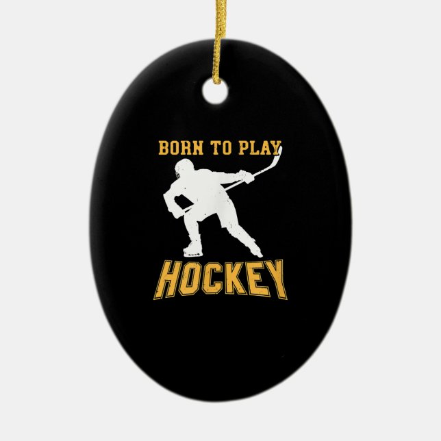 Geboren, Hockey-Spieler-Geschenk für Feldhockey zu Keramik Ornament (Vorne)