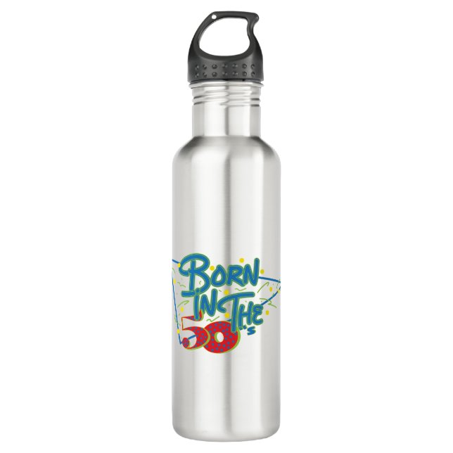 Geboren im 50er Fun Age Graphic Edelstahlflasche (Vorderseite)