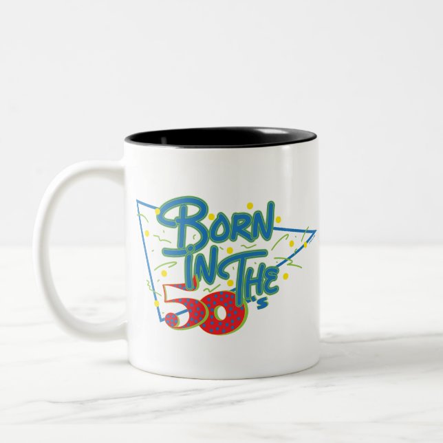 Geboren im 50er Fun Age Graphic Zweifarbige Tasse (Links)
