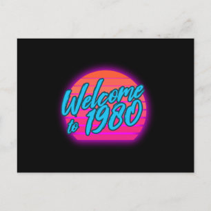 Geboren im 80er 1980 Retro 80er Lover 80er Kostüm Postkarte