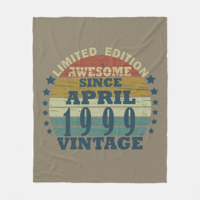 Geboren im April 1999 Vintager Geburtstag Fleecedecke (Vorderseite)