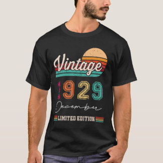 Geboren Im Dezember 1929 Vintag Happy Geburtstag 9 T-Shirt