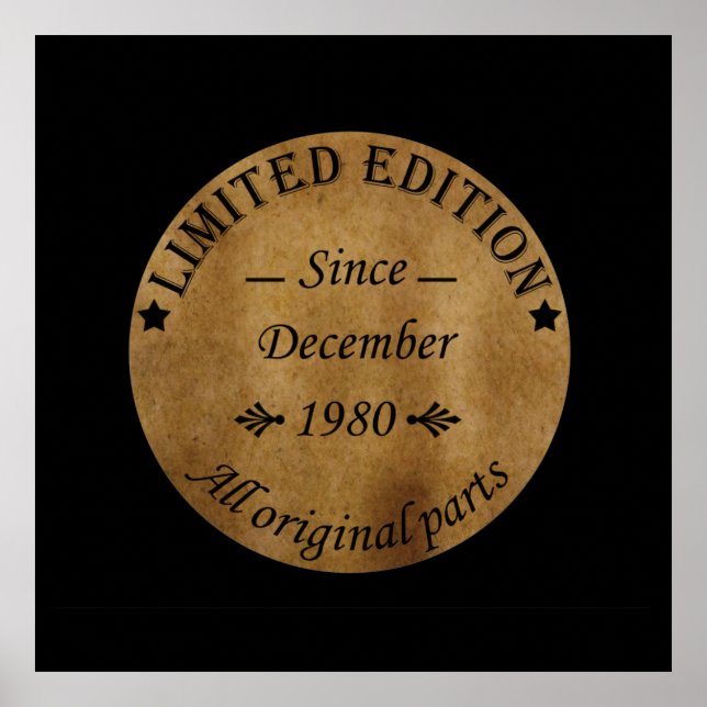 geboren im Dezember 1980 klassisch rustikal Poster (Vorne)