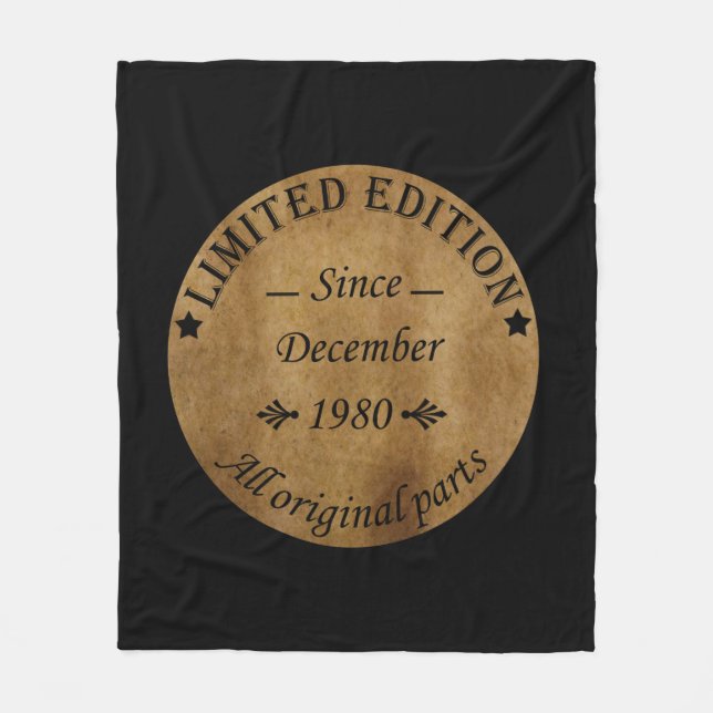 geboren im Dezember 1980 Vintager Geburtstag Fleecedecke (Vorderseite)