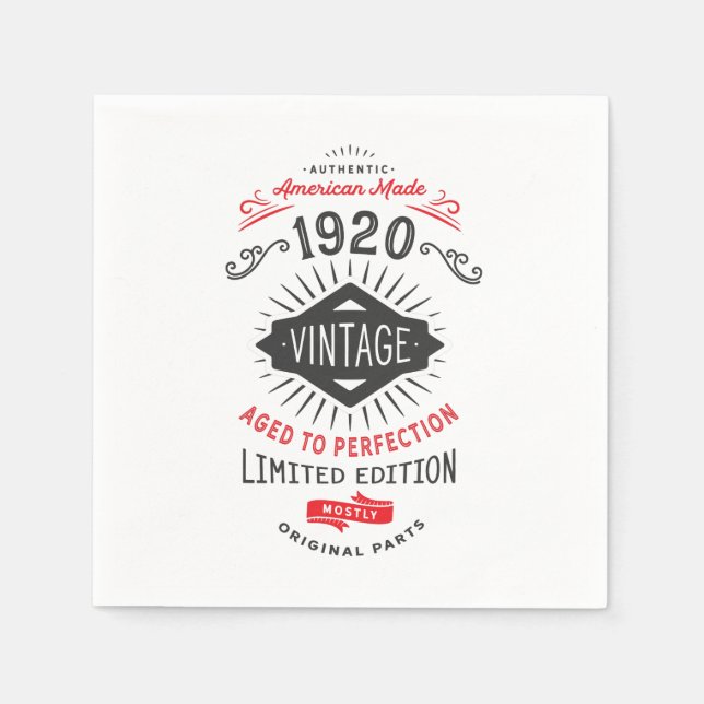 Geboren im Jahr 1920 anlässlich des 100. Geburtsta Serviette (Vorderseite)