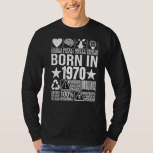 Geboren im Jahr 1970 Etikett Barcode Birthda T-Shirt