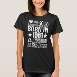 Geboren im Jahr 1981 Warnhinweis Barcode Birthda T-Shirt