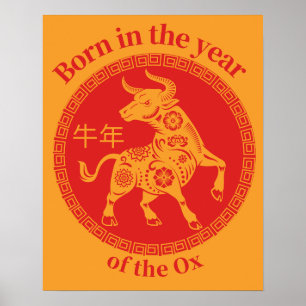 Geboren im Jahr des Ochs - Chinesischer Zodiak Poster