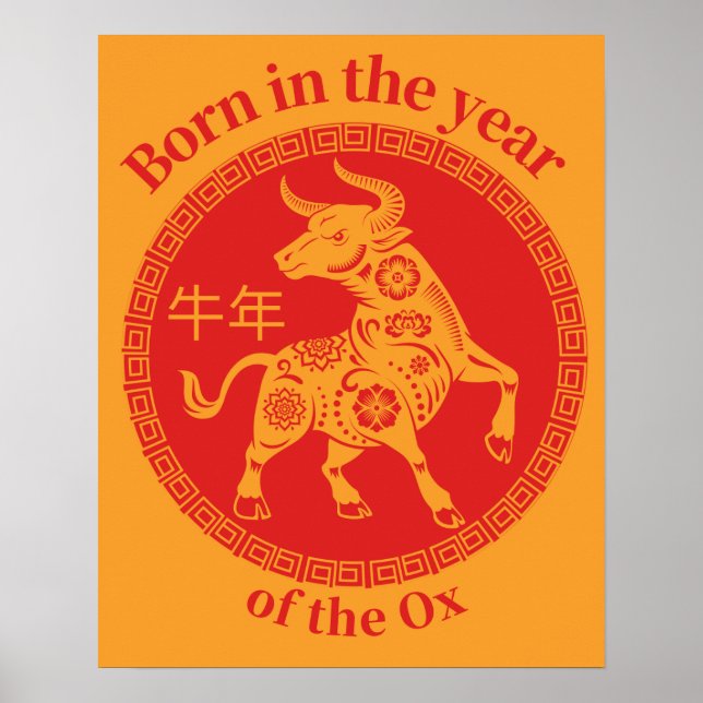 Geboren im Jahr des Ochs - Chinesischer Zodiak Poster (Vorne)