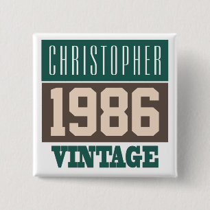 Geboren im Jahre 1986 personalisierter Vintager Bu Button